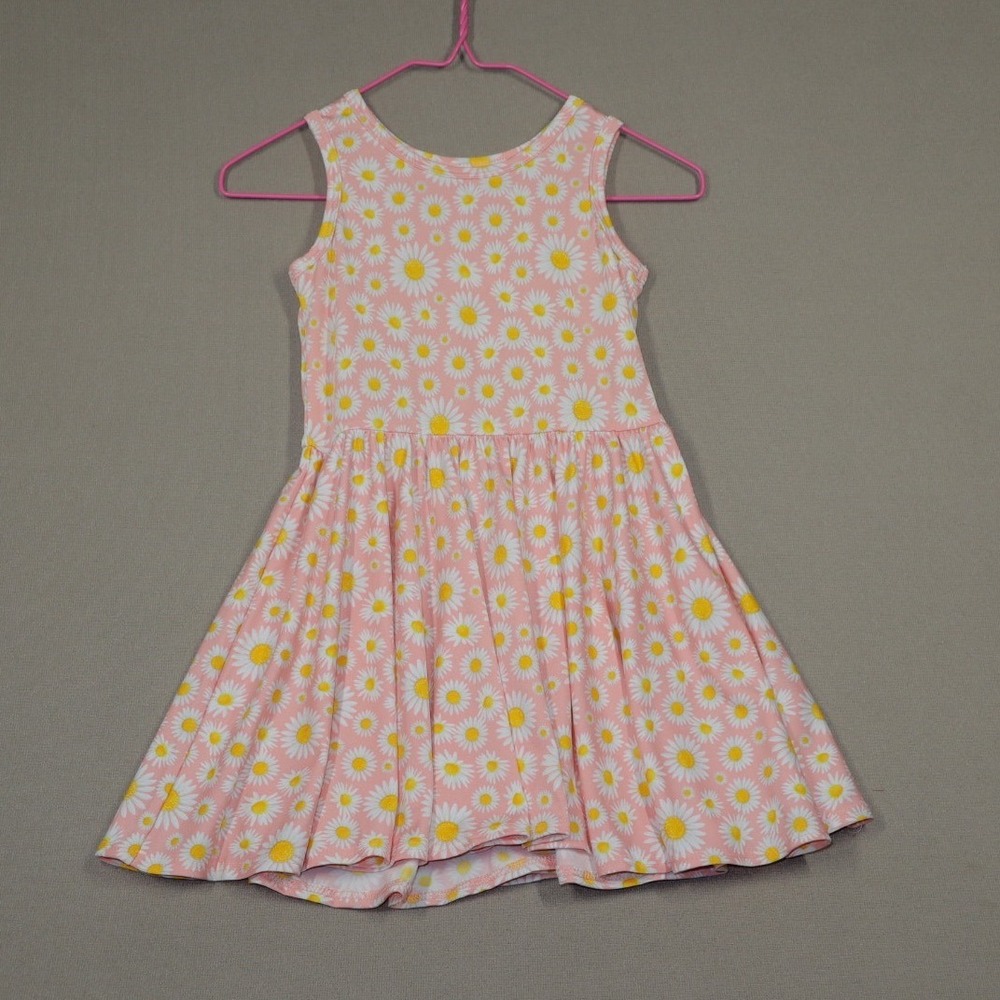 Dot Dot Smile Little Girls Tank Style Dress - Pink/Daisies - Size 2T